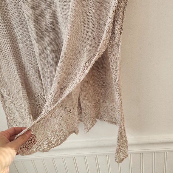 Eileen Fisher 100% Linen Italian Knit Sweater Tunic Blouse Oatmeal Tan Size S - Picture 5 of 8